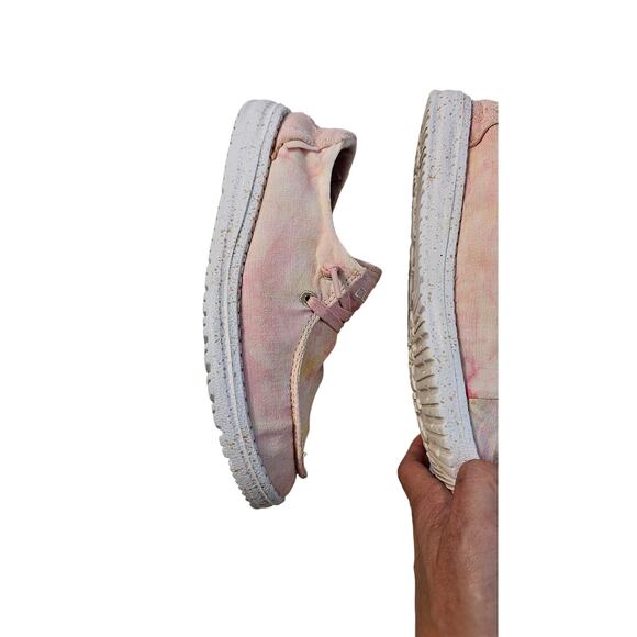 Wendy tie dye pink yellow hey dude sz 9 EUC casual comfort trending slip on - Picture 5 of 7